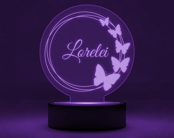 Butterfly Personalised Night Light | Kids Room Custom Name Lights | Acrylic | Nursery Decor | Gift for Kids | & Birthday