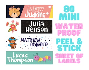 Back to School Daycare Personalised Labels - Waterproof Dishwasher Safe Peel and Stick Labels Great for School Supplies Camp Bottles