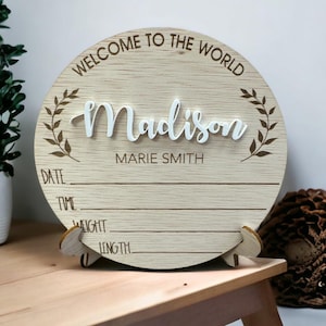 Wooden Birth Announcement Plaque | Baby Name Plaque | Baby Announcement