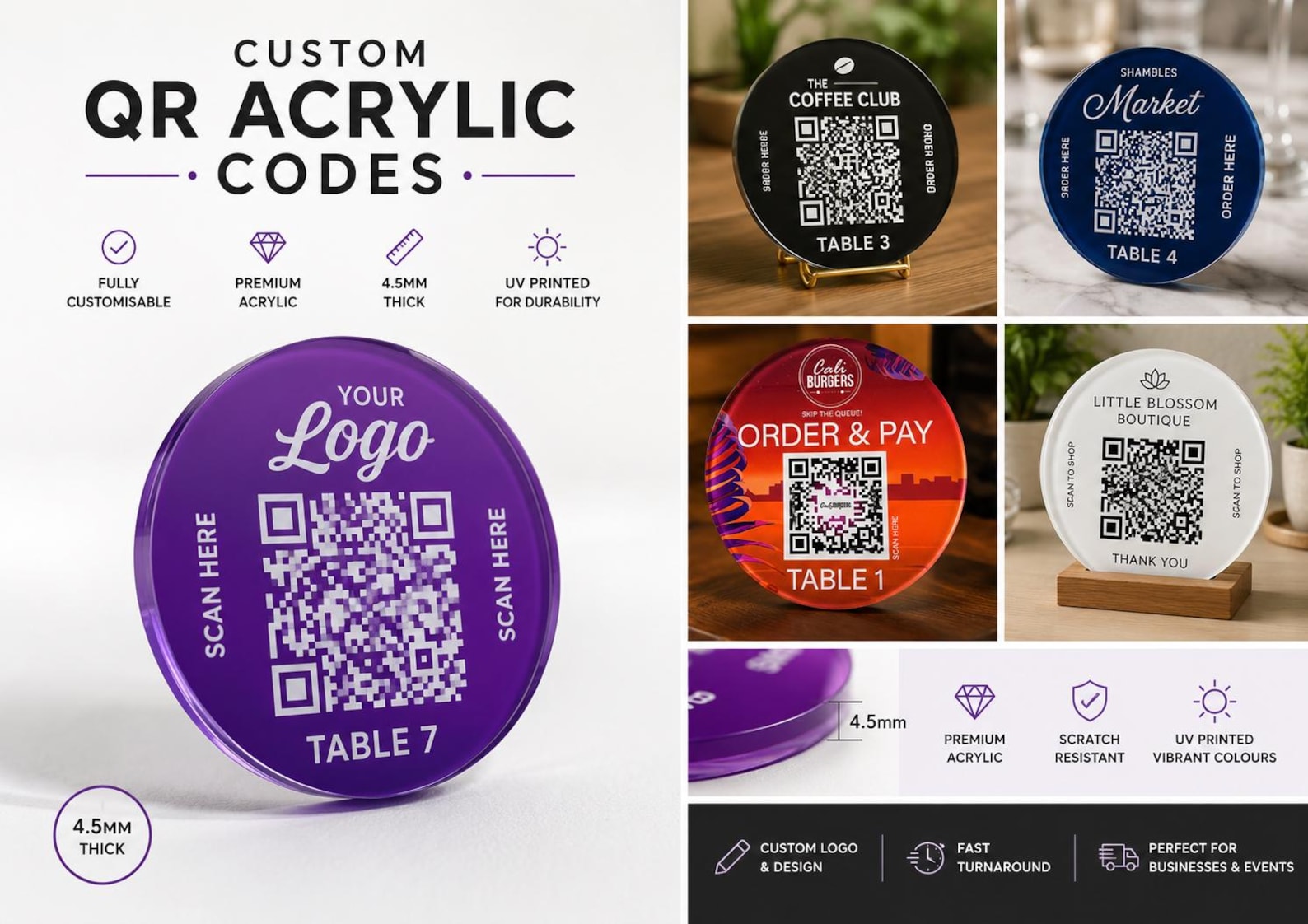 Custom QR Code Table Menu Discs Acrylic - Etsy Australia