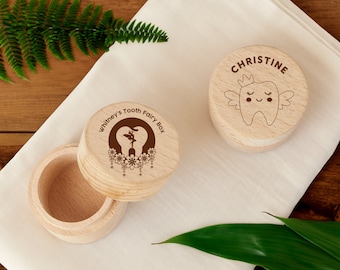 Natural Wood Personalised Tooth Fairy Box | Engraved | Keepsake | Money | Children | Teeth | Gift Idea | Present