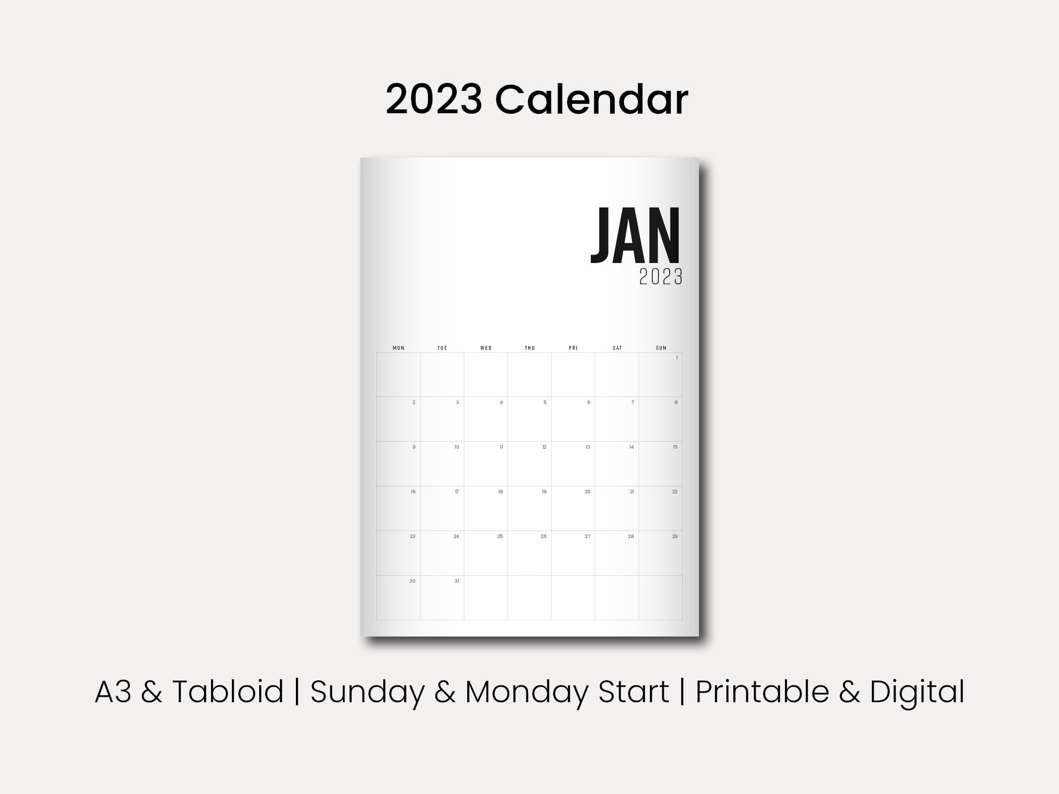 2023 Calendar Printable 2023 Monthly Planner Minimalist - Etsy