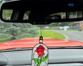 Enchanted Rose Car Mirror Charm – 3D Printed in PETG