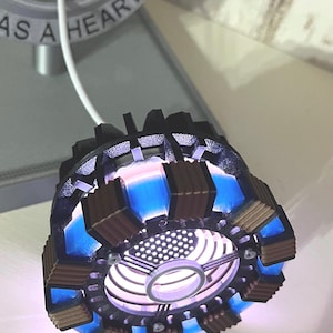 Arc reactor lamp with remote. RGB LED color changing light. 3D print.