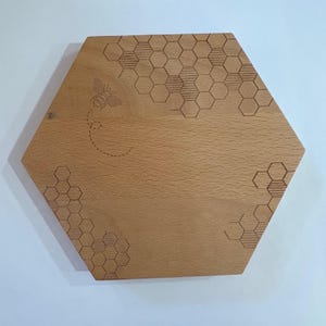 Talisman Designs Wooden Honeycomb Bee Engraved Hexagon Serving Tray Decor