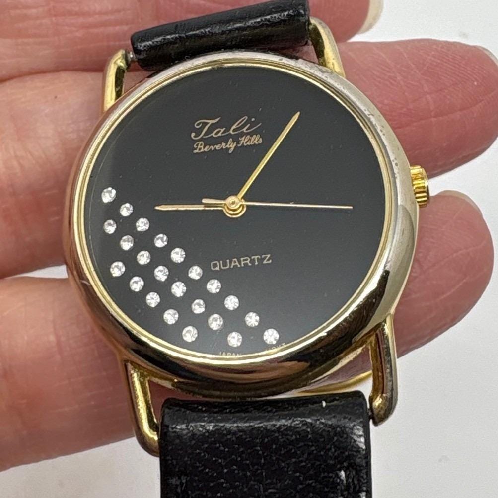 1980s Tali Beverly Hills Watch Rhinestone Accent Gold Tone  display picture 2
