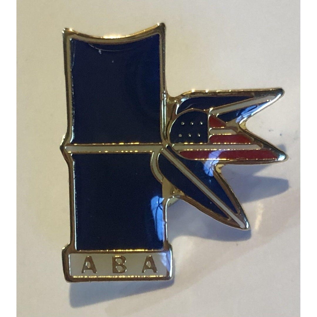 Rare Vintage ABA Lapel Pin Red White Blue American Flag Pushback Tie ...