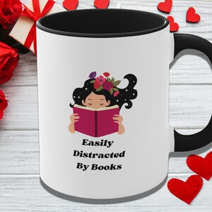Easily Distracted By Books Coffee Mug, Librarian, Book Club, Book Reader, Bookworm, Gift for Her, Best Friend Gift, Coffee Cup, Valentines