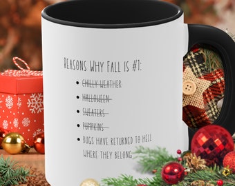 Funny Mug, Reasons Why Fall is #1 Bugs Have Returned to Hell Where They Belong Mug, Large Ceramic Mug, Christmas Gift, Funny Gift, Fall Gift