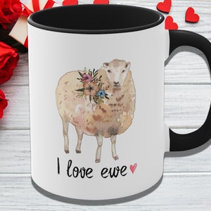 Vintage Mug Aesthetic Sheep, I Love Ewe Coffee Mug, Valentines Day Gift for Her, Anniversary Gift, Best Friend Gift, Lamb Ceramic Coffee Cup