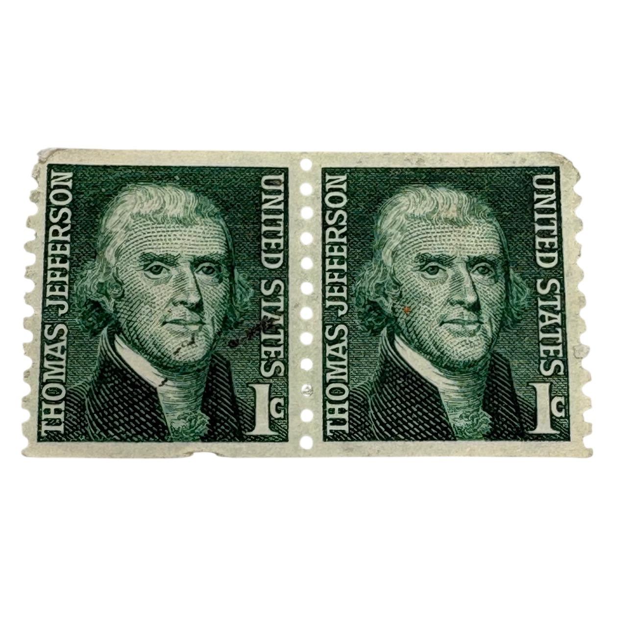 2 Thomas Jefferson US Postage Stamp 1 Cent Green Collectible 1968  display picture 1