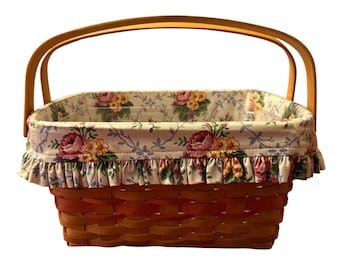 Longaberger 1994 Mother's Day Basket Handwoven Floral Liner