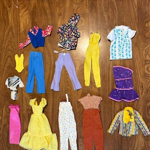 Vintage Barbie Clothes Lot Dresses Ken Doll Pants Tops Outfits Accessories