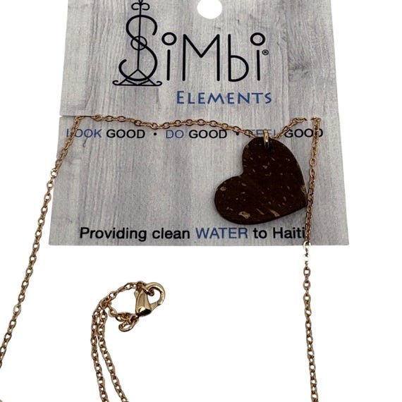 Simbi Elements Coconut Heart Pendant Necklace Gol… - image 1