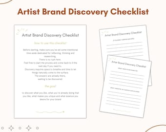 Lista de verificación de descubrimiento de marca de artista / Cuestionario de marca personal / PDF imprimible y rellenable / Diario de reflexión