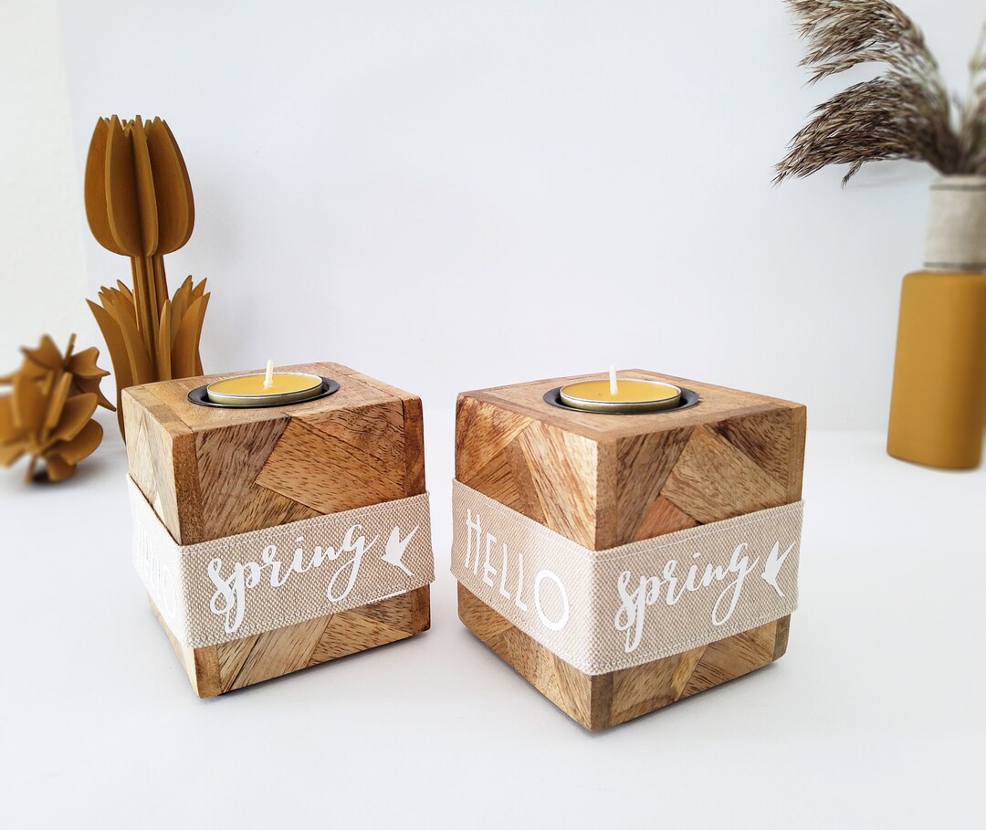 Teelichtwürfel aus Holz Teelichthalter Kerzenhalter aus Holz mit