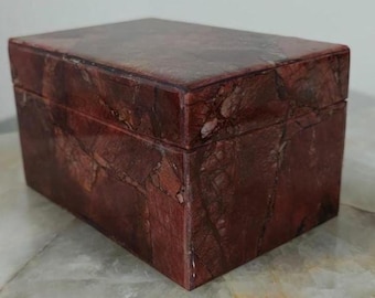 Red Moonstone Box | Tarot Card Holder, Pet Urn (6x4x3.5 inches)