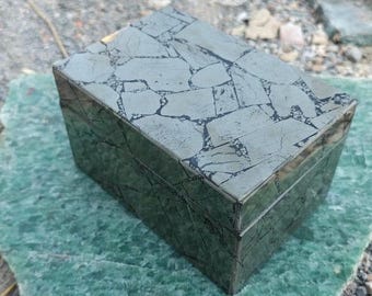 Pyrite Stone Box: Tarot Card Holder, Healing Crystals (6x4x3.5 inches)