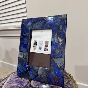 Handcrafted Lapis Lazuli Photo Frame | Real Crystal, Back, 6x4 Inch Memory Holder | Graduation Gift