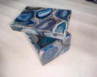 Jewellery Box | Stone box | Tarot card holder  | colorful Blue Brazilian agate | Healing | Decorative | unique