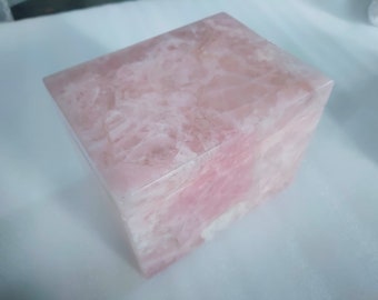 Rose Quartz Pet Urn Box – Large 8×6×6 Stone Keepsake Memorial – Crystal Ashes Urn, Memory Box, Gift for Pet Loss, Natural Handmade Decor