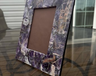 Sale | Luxury Handcrafted | Amethyst | photo frame | Real crystal | Premium custom back