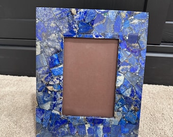 Handcrafted Lapis lazuli photo frame | Real crystal | Premium back |quick shipping | Mother’s Day gift |Graduation Gift | Memory|5 star revi