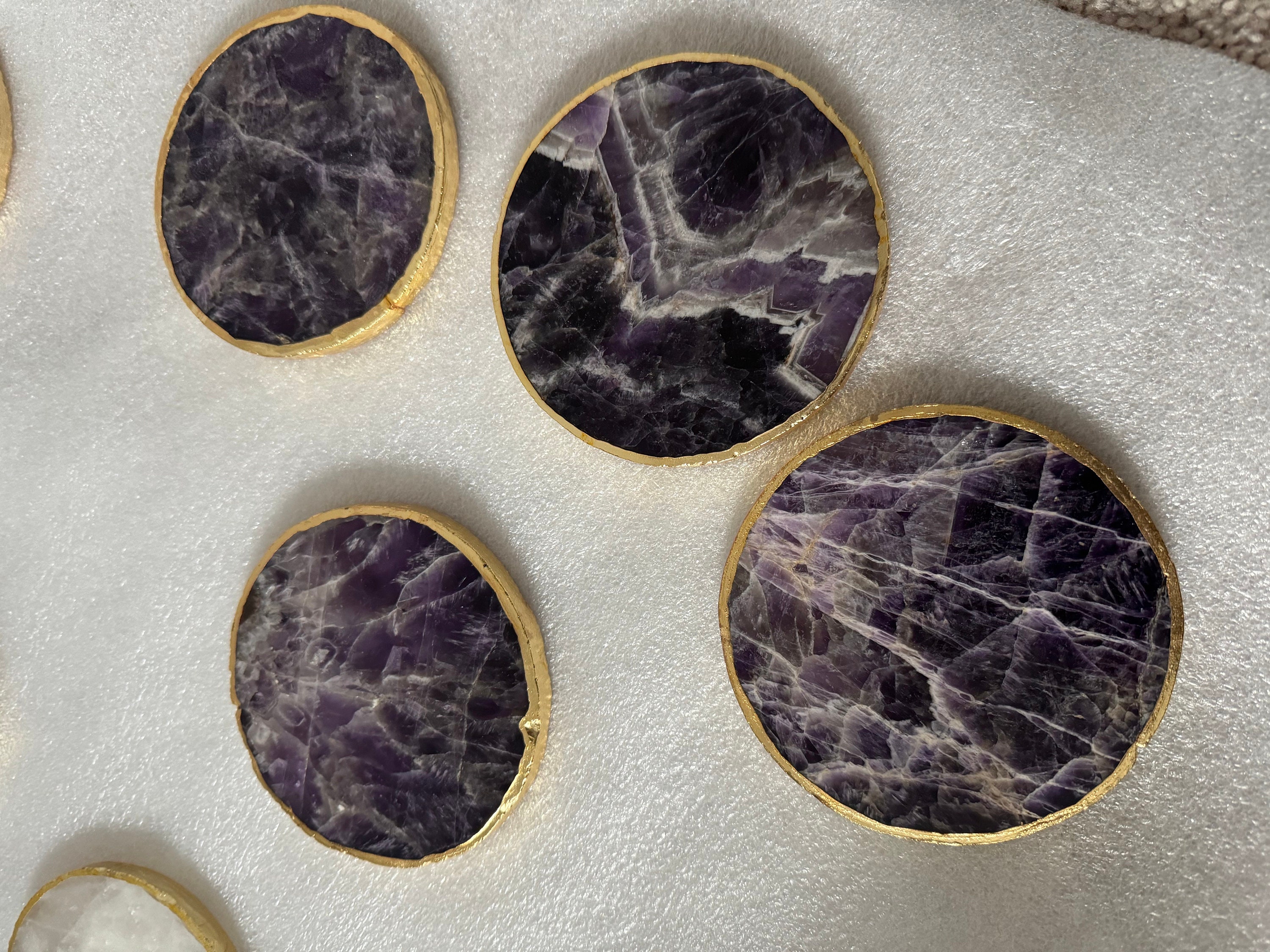 Amethyst Coasters: Natural Stone With Natural Edge - Etsy