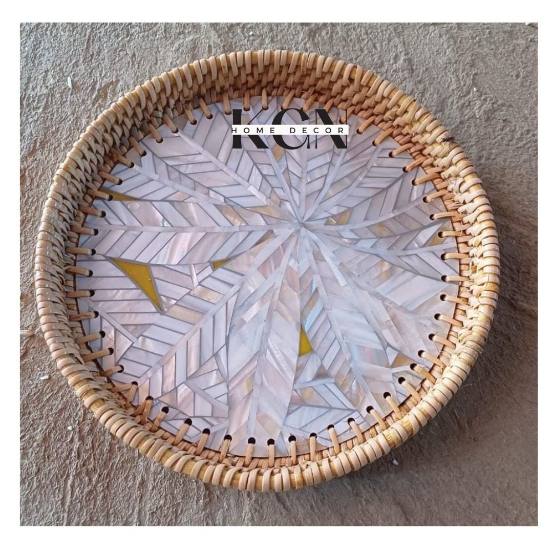 Mother of Pearl Inlay Tray , MOP Inlay Serving Tray , Bone Inlay Floral ...