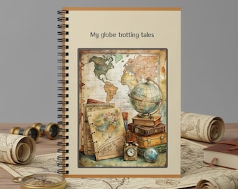 Wanderlust Travel Journal - Map Theme Spiral Notebook
