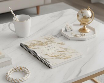 Inspire Believe Achieve Marble Spiral Notebook | Ruled Journal