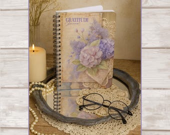 Gratitude Vintage Floral Spiral Notebook | Ruled Journal