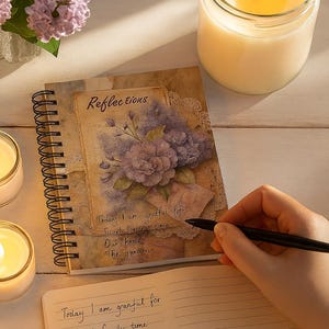 Vintage Floral Gratitude Journal: Reflections, Wire-Bound Diary