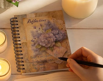 Vintage Floral Gratitude Journal: Reflections, Wire-Bound Diary
