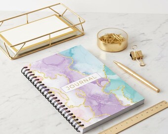 Watercolor Marble Journal spiral notebook | Ruled lined notebook