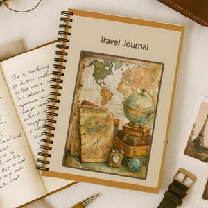 Maps Theme Travel Journal – Liniertes Notizbuch, Abenteuertagebuch