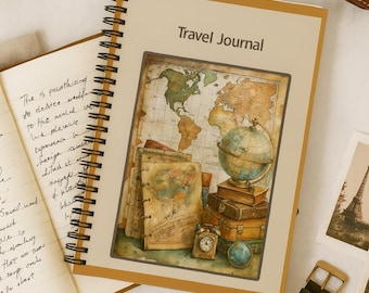 Maps Theme Travel Journal – Ruled Line Notebook, Adventure Diary