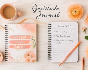 Blessed and Grateful Spiral Notebook | Floral Ruled Journal