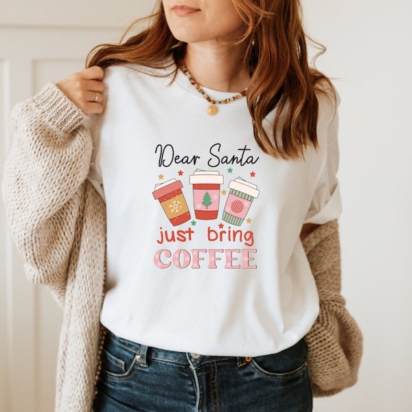 Christmas Tshirt - Christmas Coffee-  Winter Shirt - retro Clothing - Winter Shirt - Tshirt Winter -cute Christmas Shirt