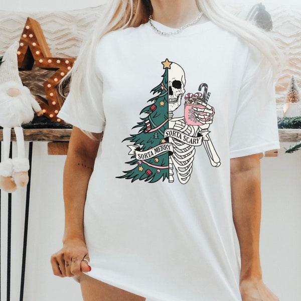 Christmas Tshirt skeleton - Winter retro Clothing - Tshirt Wintermotiv - cute Christmas Shirt -retro Christmas shirt