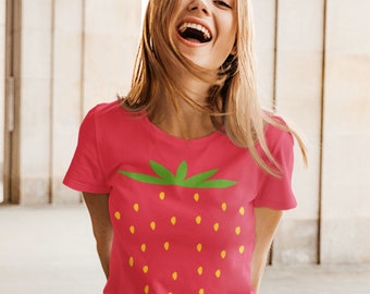 Erdbeere Tshirt - Verkleidung Erdbeere -  Fasching Thema Party Shirt - Karneval Kostüm Damen - Fasching Shirt - Fasching Kostüm Damen