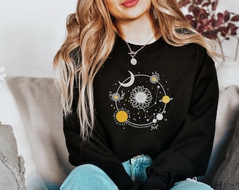 Sun And Moon Tarot Card Sweatshirt - Celestical Mystical Sweater -Witch Clothing - Aesthetic Sweatshirt -  Mystical Celestial Shirt - magic
