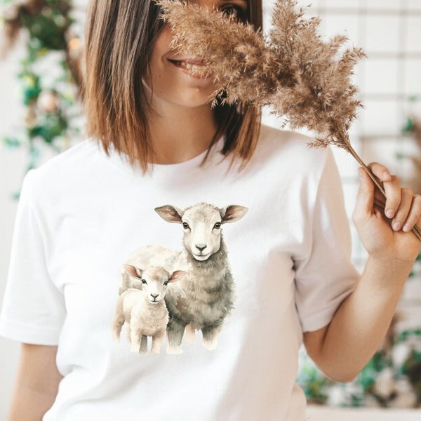 Sheep T-Shirt - Farm Animal Tshirt - Animal print tshirt - Sheeplover Tshirt - Cottagecore Style