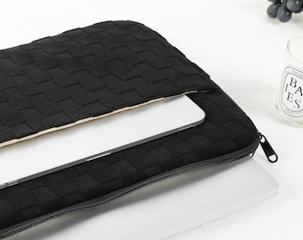 Black Checkerboard Laptop Sleeve 14" Sleeve Bag, Laptop Bag for Macbook Air 13.3 Zipper Pouch, 9.7" 11" 13"Laptop iPad Case MacBook Pro Case