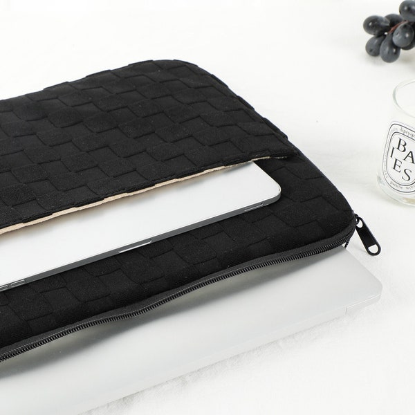 Black Checkerboard Laptop Sleeve 14" Sleeve Bag, Laptop Bag for Macbook Air 13.3 Zipper Pouch, 9.7" 11" 13"Laptop iPad Case MacBook Pro Case