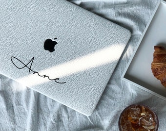 White Pebbled Leather MacBook Case for New MacBook M2 Air 13 A2681 M2 Pro 13 A2338 Pro 14 Pro A2442 Pro 16 inch 2022 Unique Laptop Case