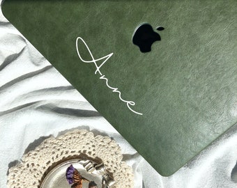 Vintage Rustikale Grüne Leder MacBook Tasche für Neues MacBook M2 Air 13 A2681 Pro 13 A2338 Pro 14 Pro A2442 Pro 16 Zoll 2022 Einzigartige Laptoptasche