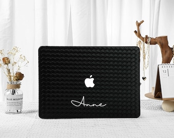 Black Braid Leather MacBook Case for New MacBook M2 Air 13 A2681 Pro 13 A2338 Pro 14 Pro A2442 Pro 16 inch 2022 Unique Laptop Case