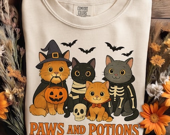 Halloween Cats PNG: Spooky Retro Witch Cat Digital Art (Digital Download)