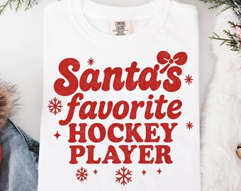 Santa's Favorite Hockey Player PNG: Christmas Holiday Design (Digital Download)